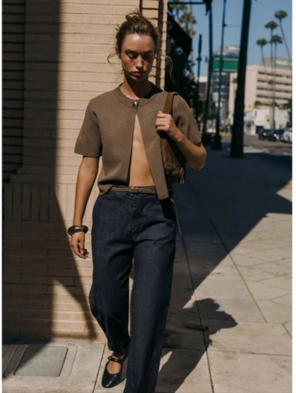 Zara NWT Braided Belt Chino Denim Pants, Size 4.